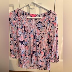 COPY - Lilly Pulitzer Willa 3/4 sleeve blouse size xs